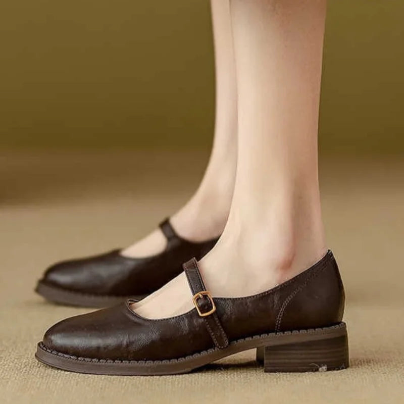 Womens low block heel Mary Jane shoes, view 4