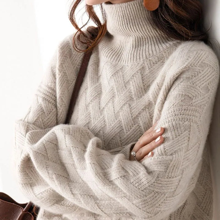 Fiona | Womens Textured Knit Turtleneck Sweater