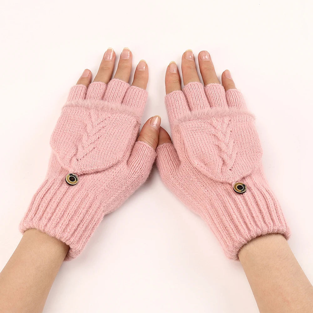 Elodie | Womens Knit Fingerless Convertible Mitten Gloves