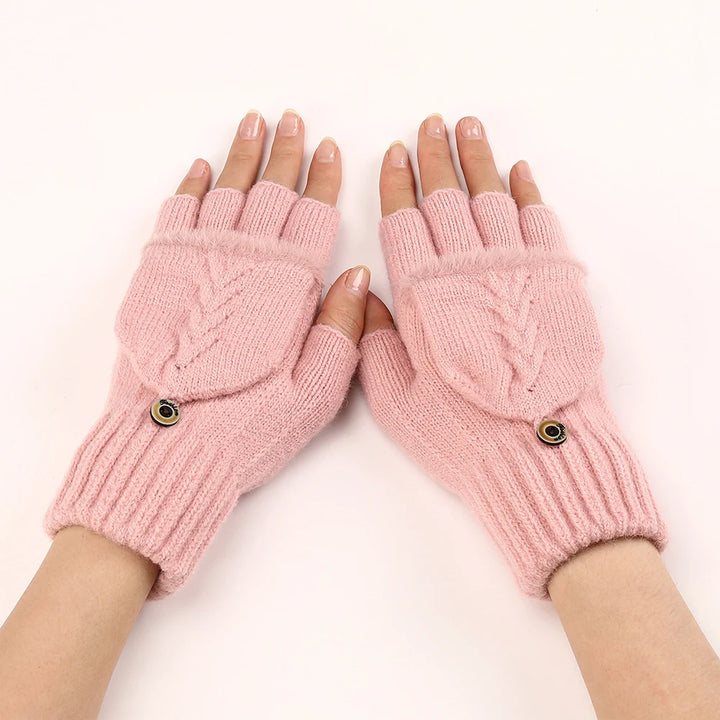 Elodie | Womens Knit Fingerless Convertible Mitten Gloves