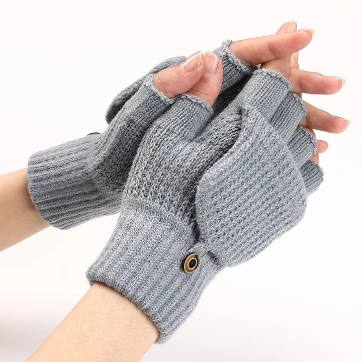 Elodie | Womens Knit Fingerless Convertible Mitten Gloves