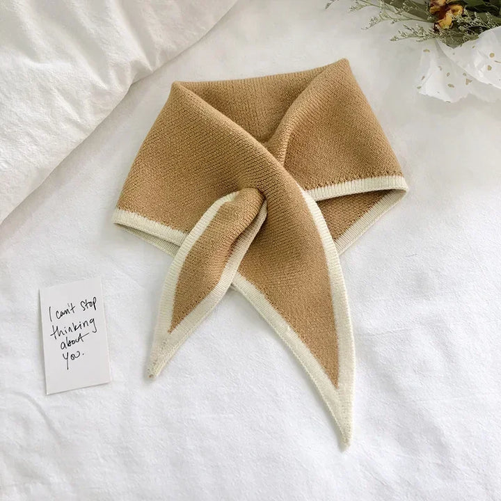 Eve | Womens Turtleneck Knit Scarf with Trim