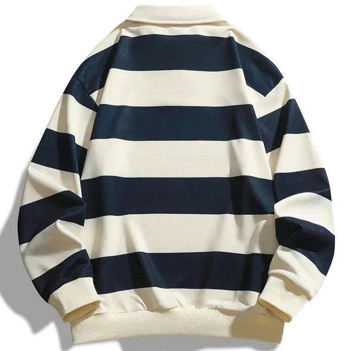Ocean | Striped Long Sleeve Polo Shirt