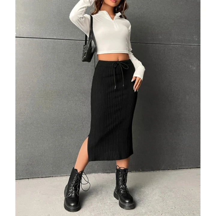 Harper | Womens Ribbed Knit Midi Skirt
