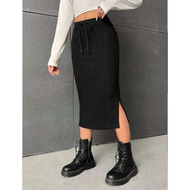 Harper | Womens Ribbed Knit Midi Skirt