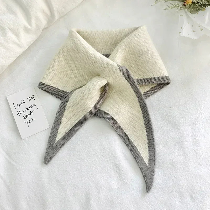 Eve | Womens Turtleneck Knit Scarf with Trim