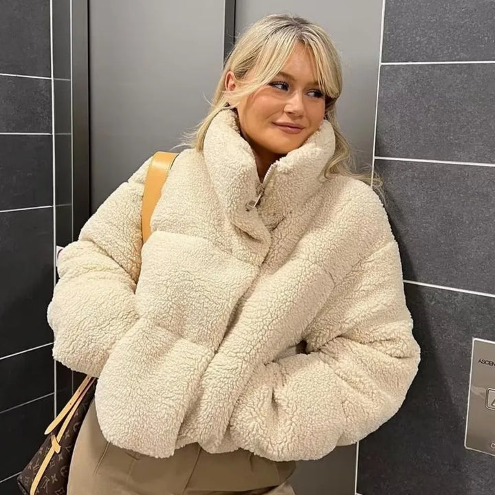 Vera | Cropped Quilted High Neck Fleece Jacket
