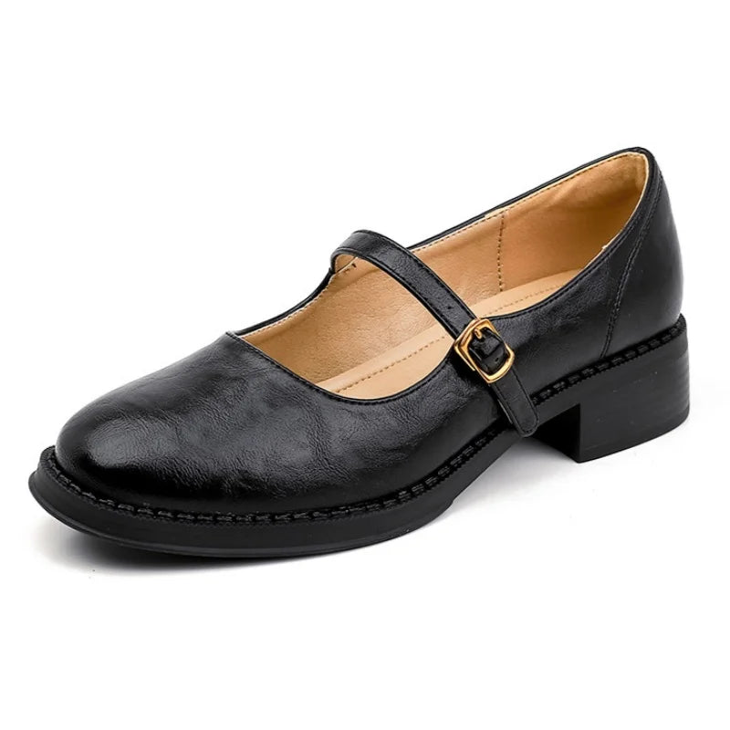 Womens low block heel Mary Jane shoes, view 6