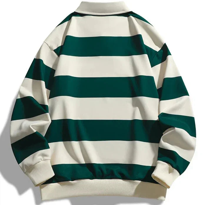 Ocean | Striped Long Sleeve Polo Shirt