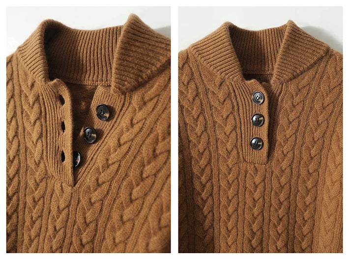 Jade | Cable Knit Button Wool Sweater