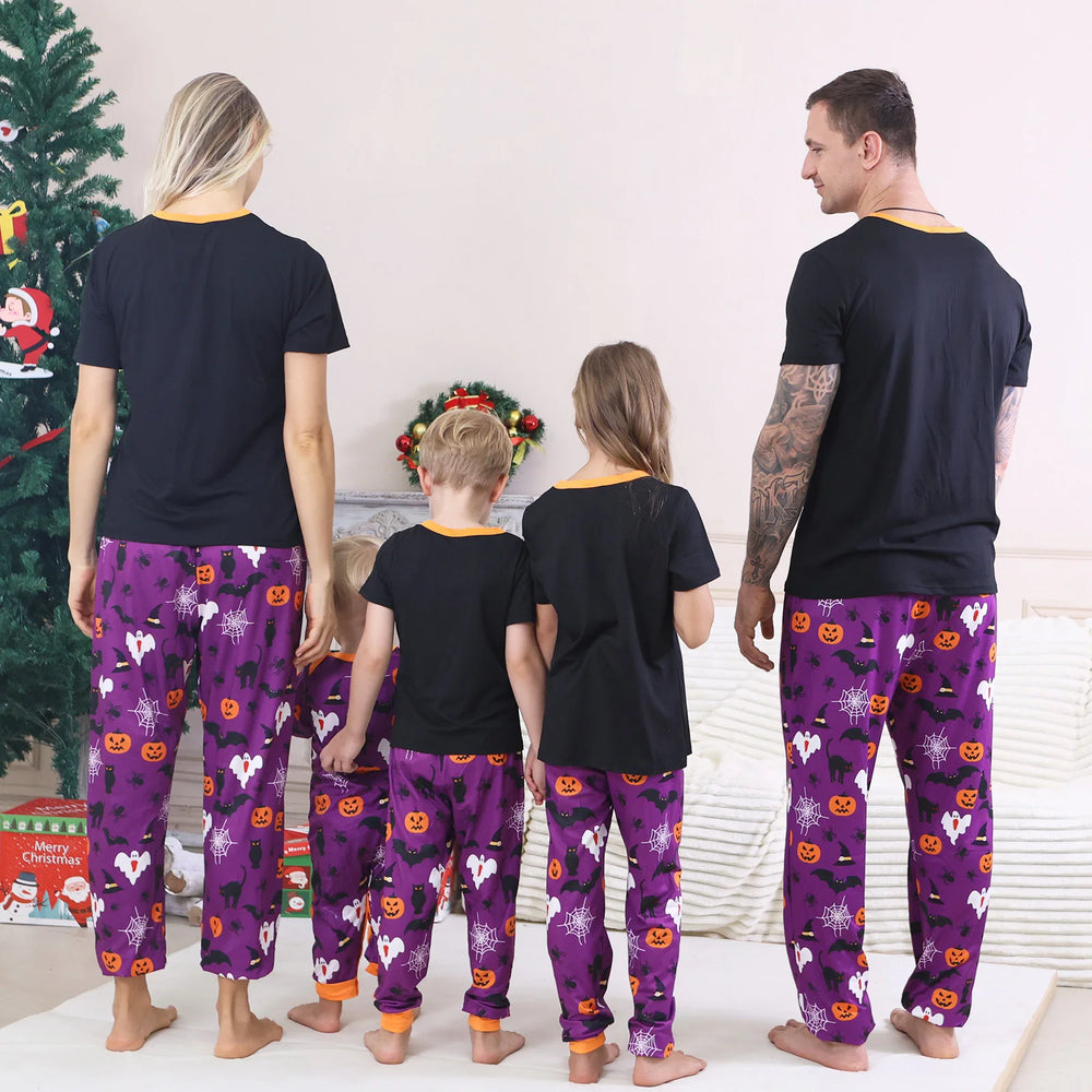 Purple Halloween ghost family pajama set, view 2