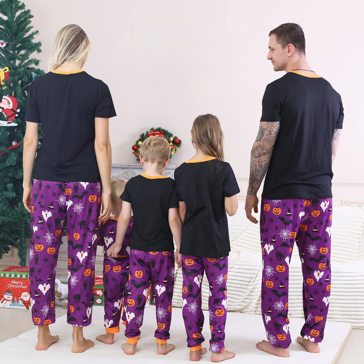 Purple Halloween ghost family pajama set, view 2