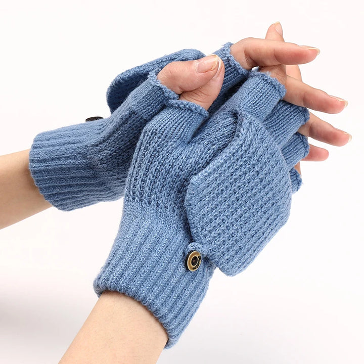 Elodie | Womens Knit Fingerless Convertible Mitten Gloves