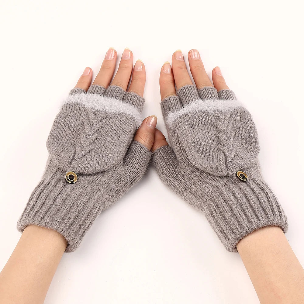 Elodie | Womens Knit Fingerless Convertible Mitten Gloves