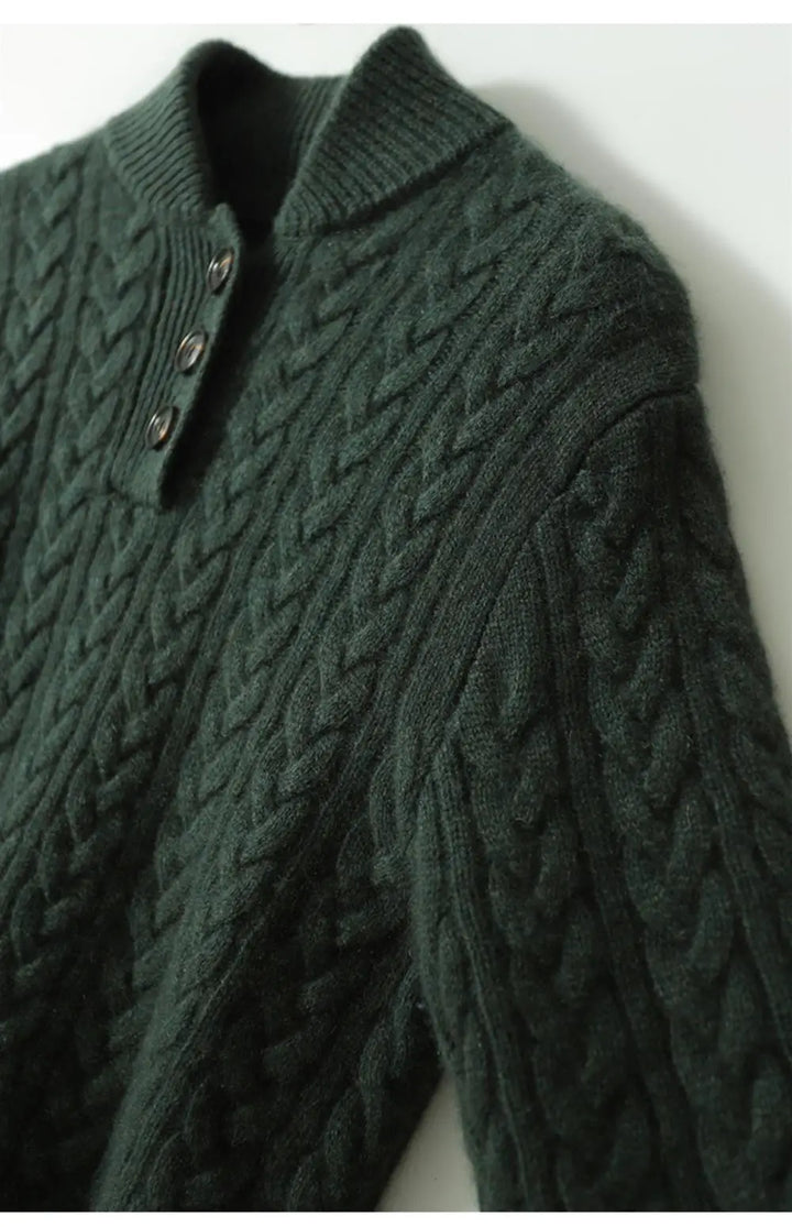 Jade | Cable Knit Button Wool Sweater