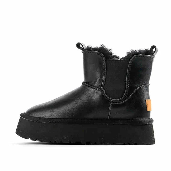 Morgan | Fur Lined Leather Platform Snow Boots Winter Warm Pull on