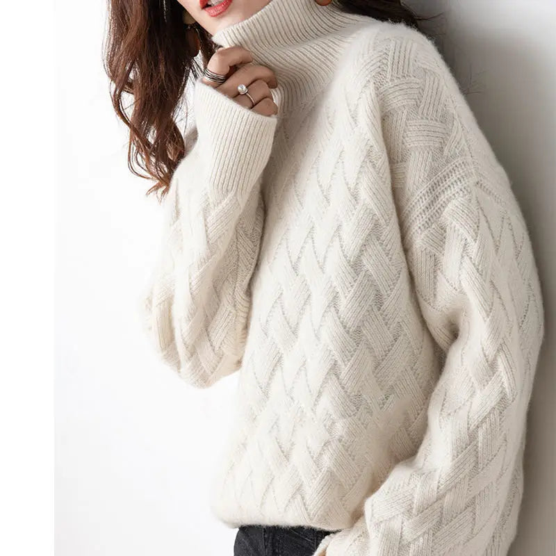 Fiona | Textured Knit Turtleneck Sweater Relaxed Fit