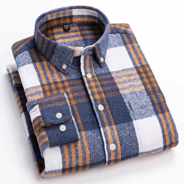 Mens long sleeve plaid flannel shirt, view 2
