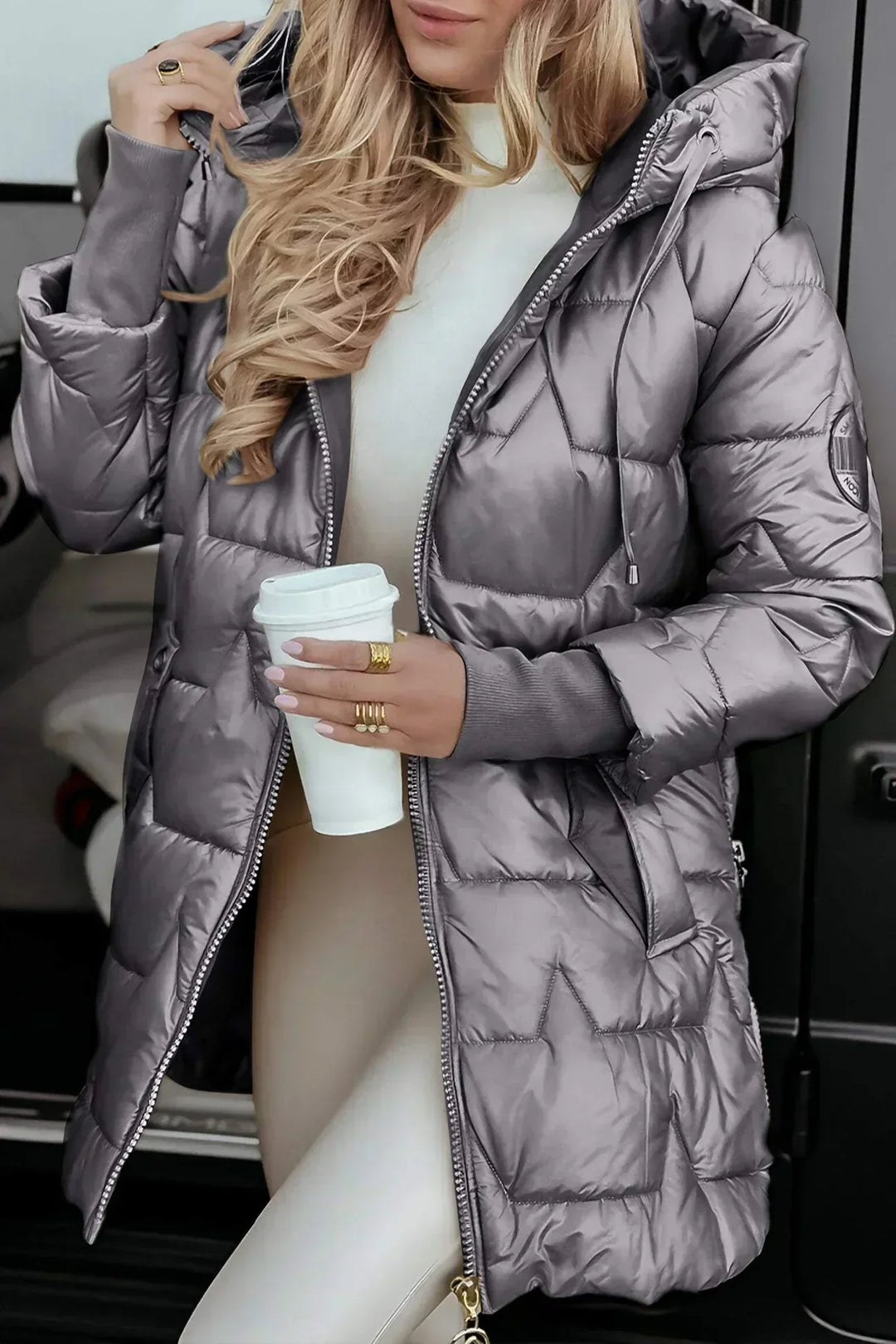 Brynn | Quilted Nylon Hooded Puffer Jacket Zip