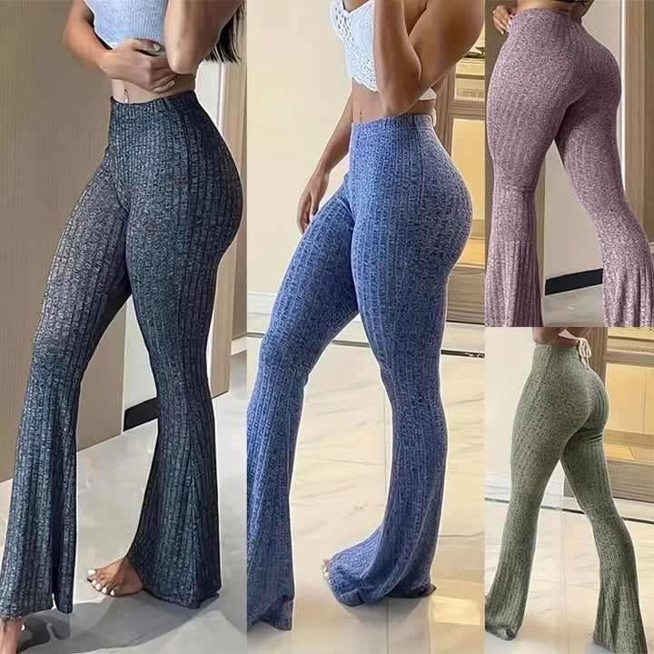 Harlow | Womens Flare Leggings High Waist Ribbed