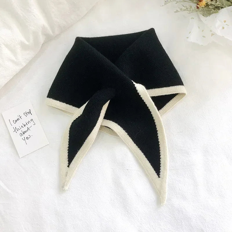 Eve | Womens Turtleneck Knit Scarf with Trim