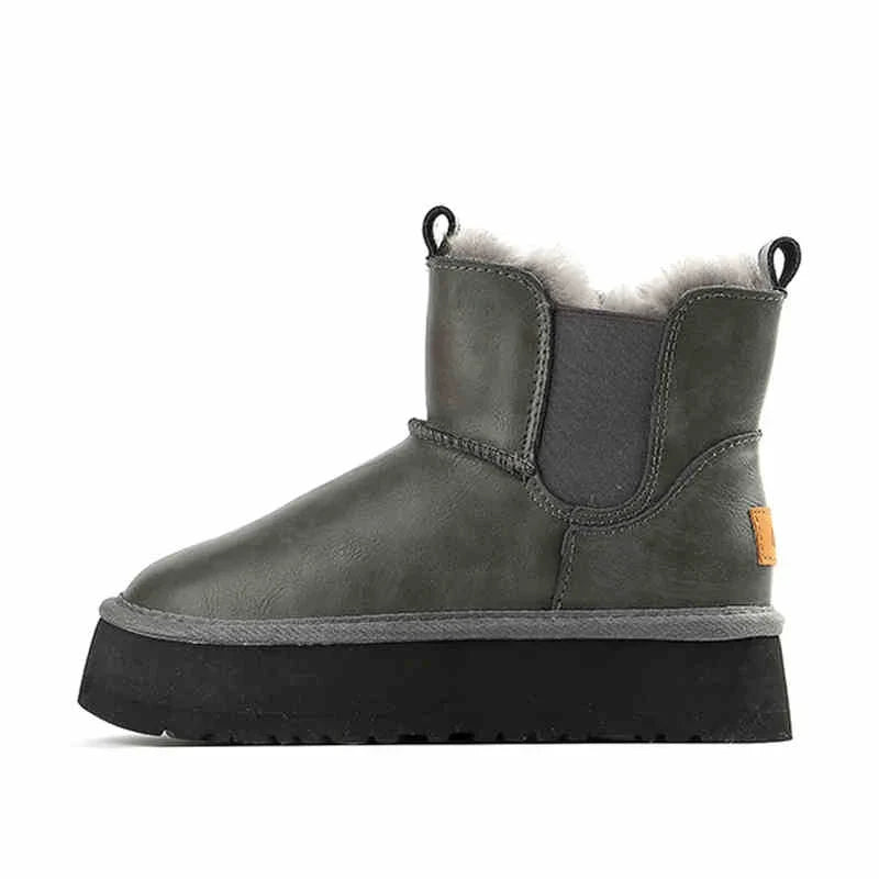 Morgan | Fur Lined Leather Platform Snow Boots Winter Warm Pull on