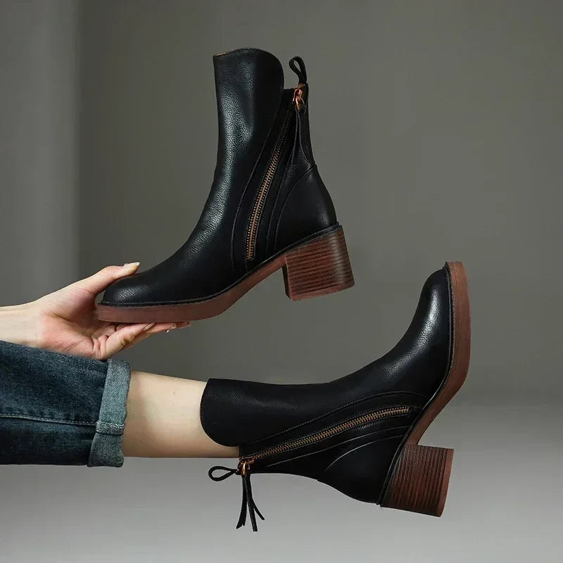 Womens block heel ankle boots, view 2