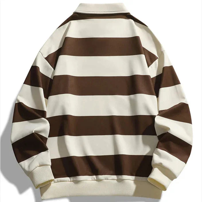 Ocean | Striped Long Sleeve Polo Shirt