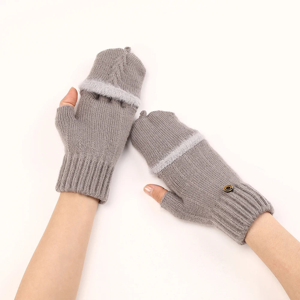 Elodie | Womens Knit Fingerless Convertible Mitten Gloves