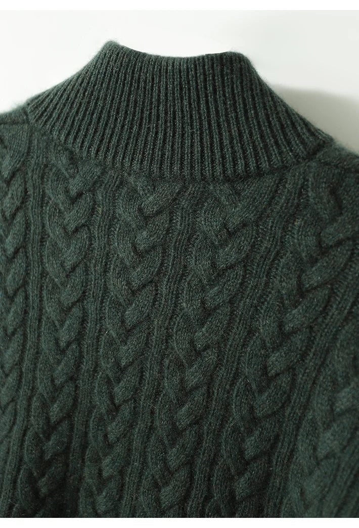 Jade | Cable Knit Button Wool Sweater