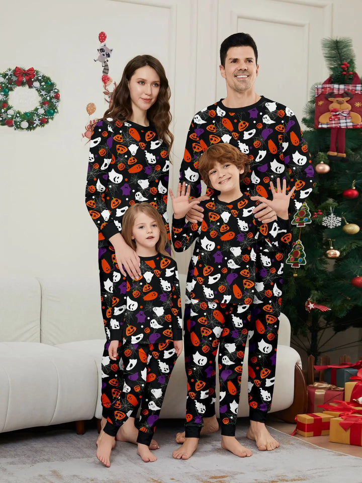 Halloween print matching family pajama set, view 1