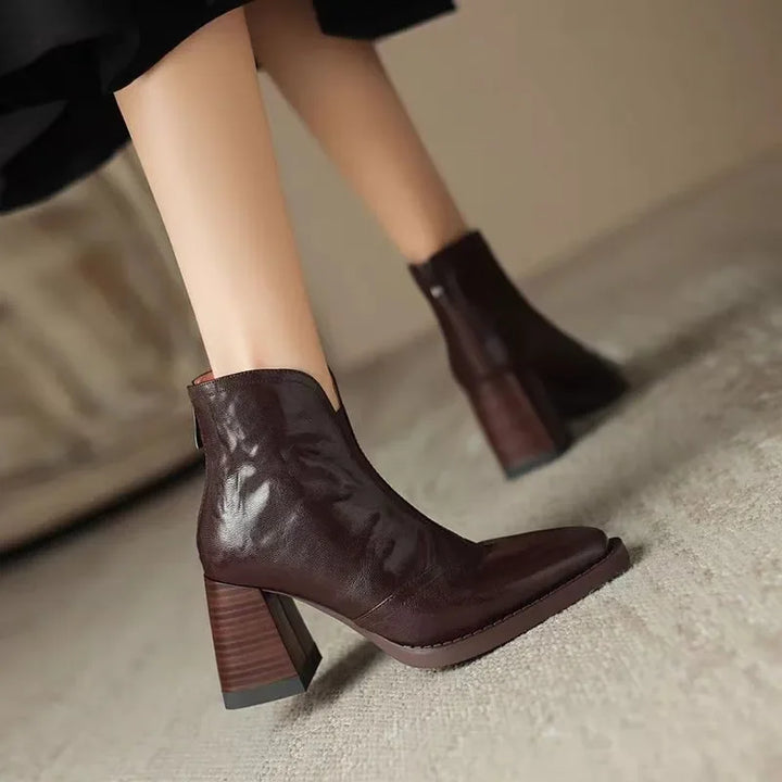 Womens block heel ankle boots, view 3