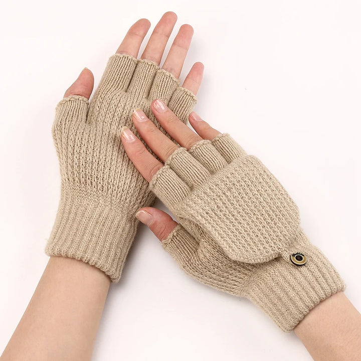 Elodie | Womens Knit Fingerless Convertible Mitten Gloves
