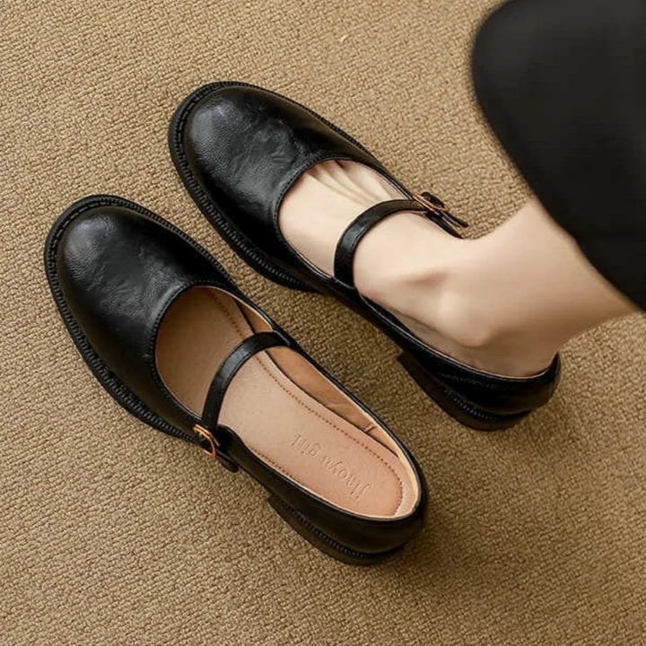 Womens low block heel Mary Jane shoes, view 3