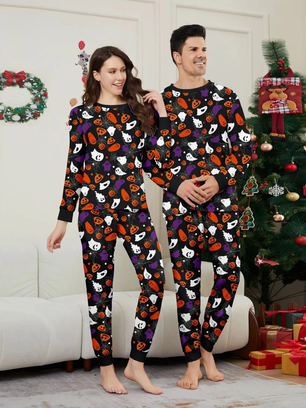 Halloween print matching family pajama set, view 2