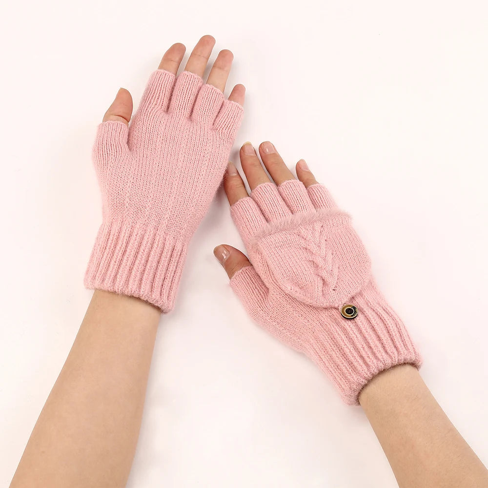 Elodie | Womens Knit Fingerless Convertible Mitten Gloves