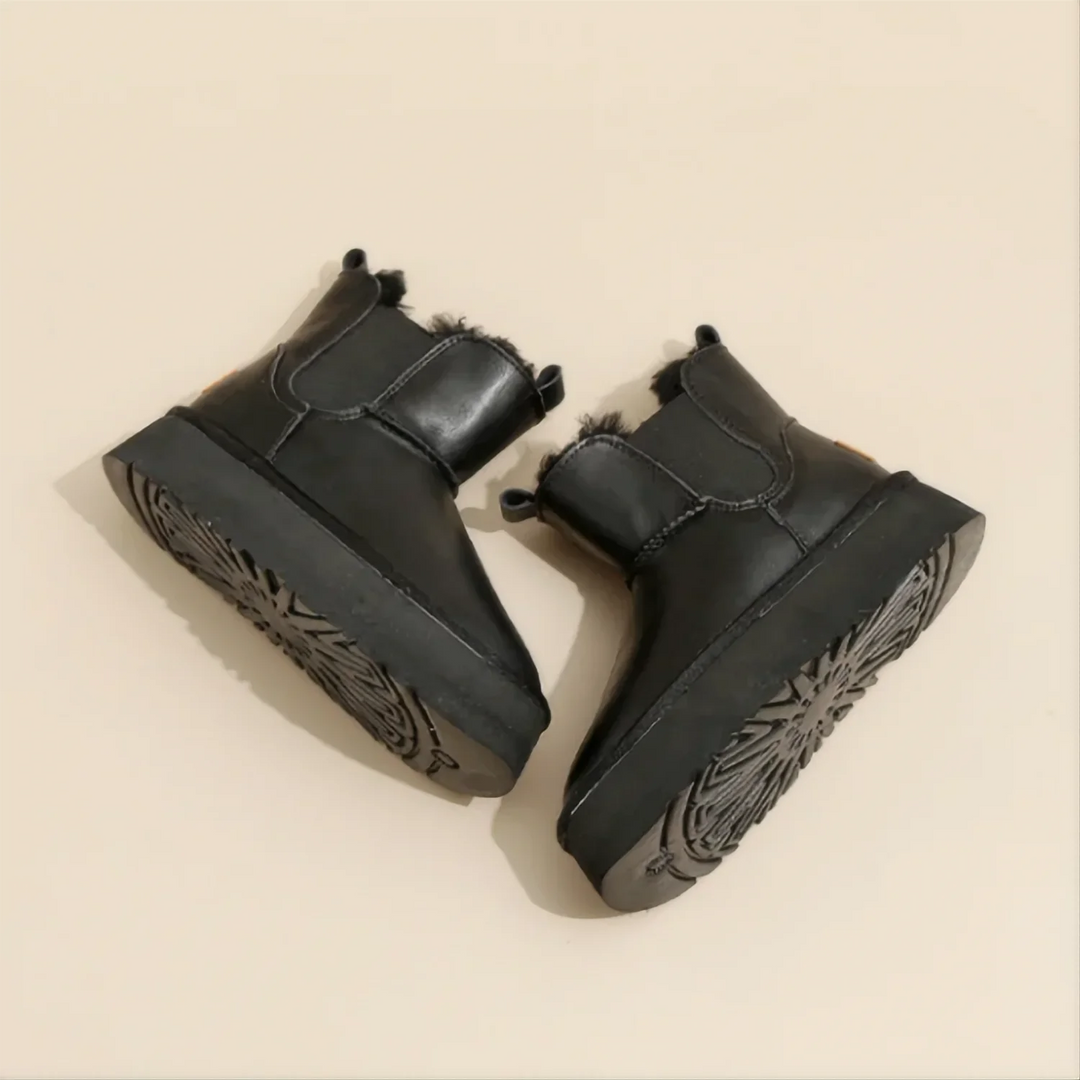 Morgan | Fur Lined Leather Platform Snow Boots Winter Warm Pull on