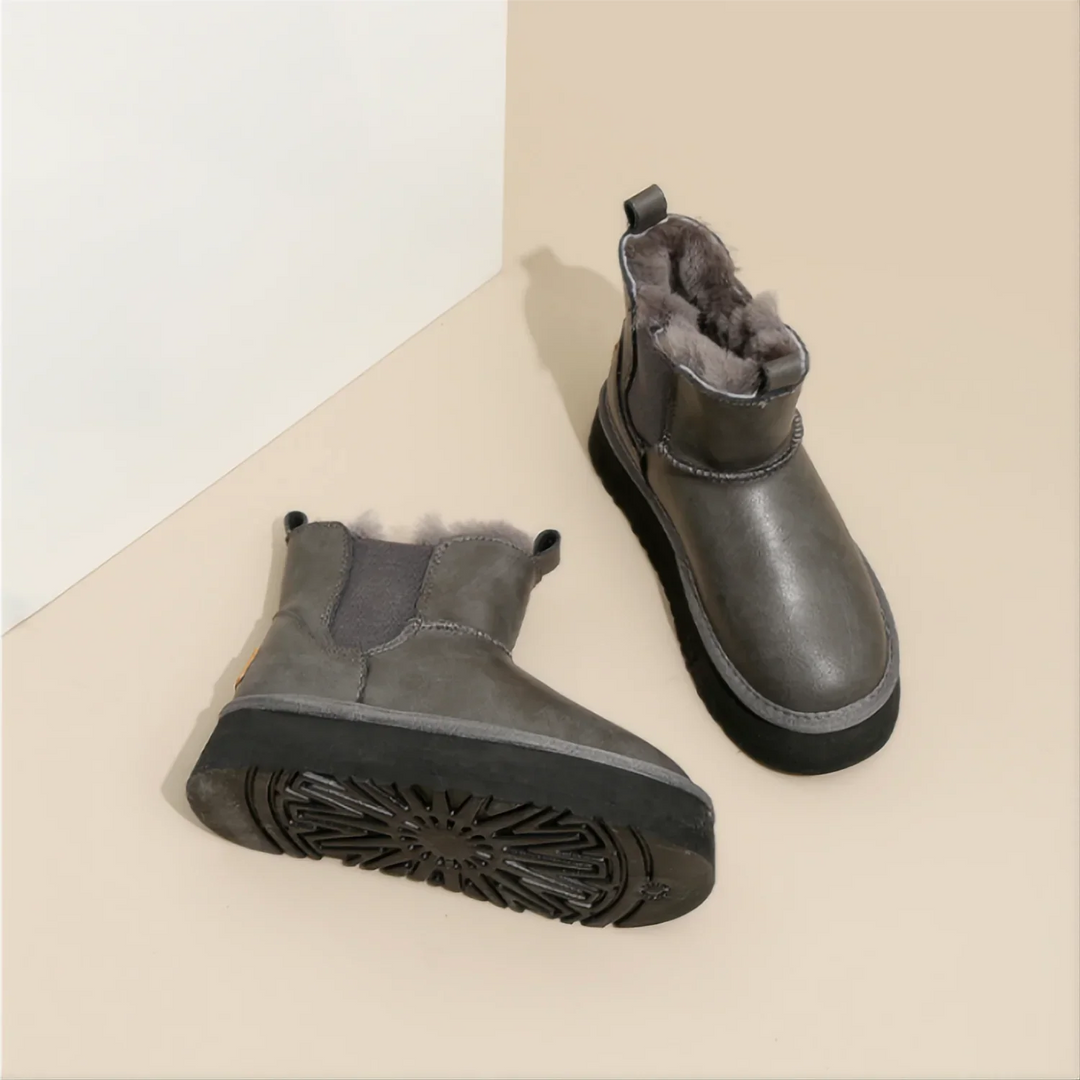 Morgan | Fur Lined Leather Platform Snow Boots Winter Warm Pull on