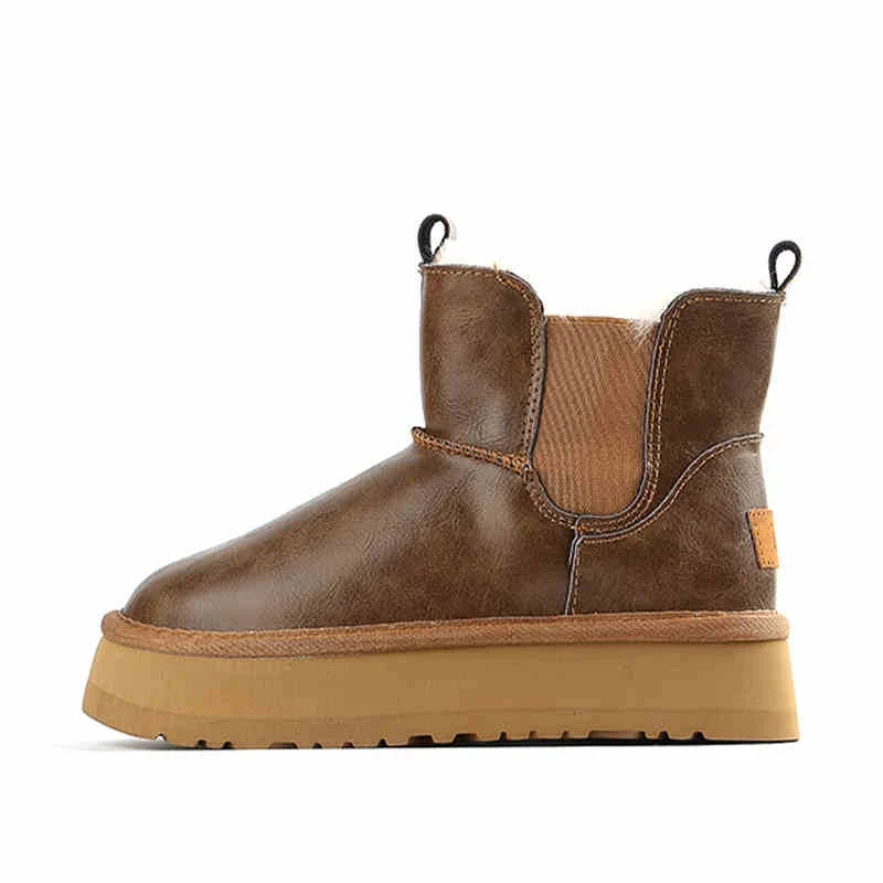 Morgan | Fur Lined Leather Platform Snow Boots Winter Warm Pull on