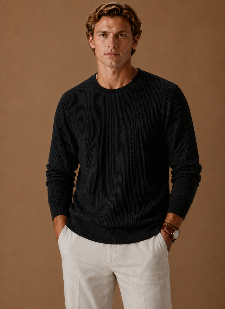 Seth | Mens Crewneck Textured Knit Sweater
