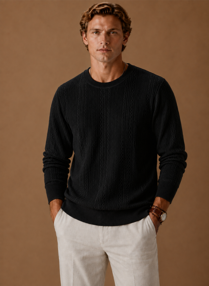 Seth | Mens Crewneck Textured Knit Sweater