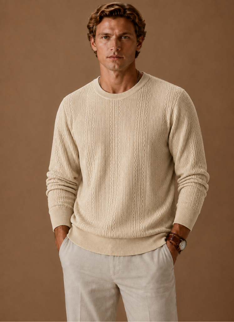 Seth | Mens Crewneck Textured Knit Sweater