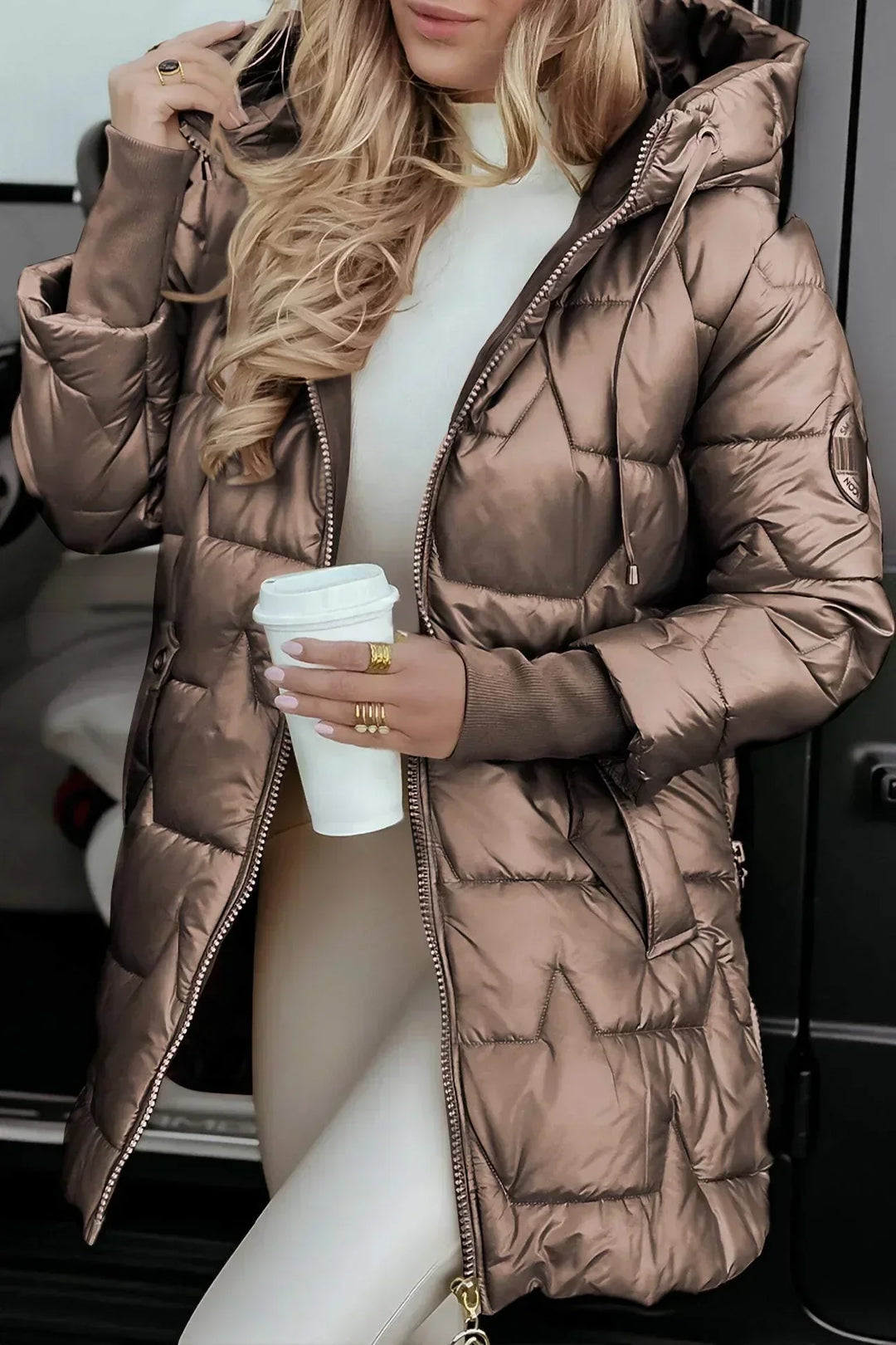 Brynn | Quilted Nylon Hooded Puffer Jacket Zip