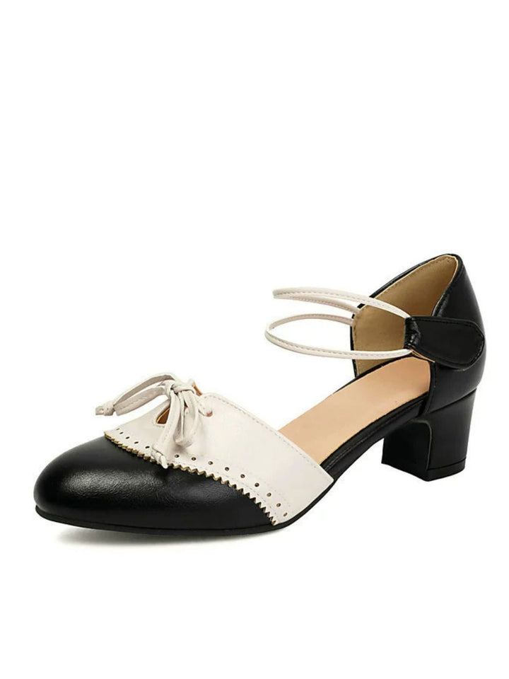 Womens block heel bow pumps, view 2
