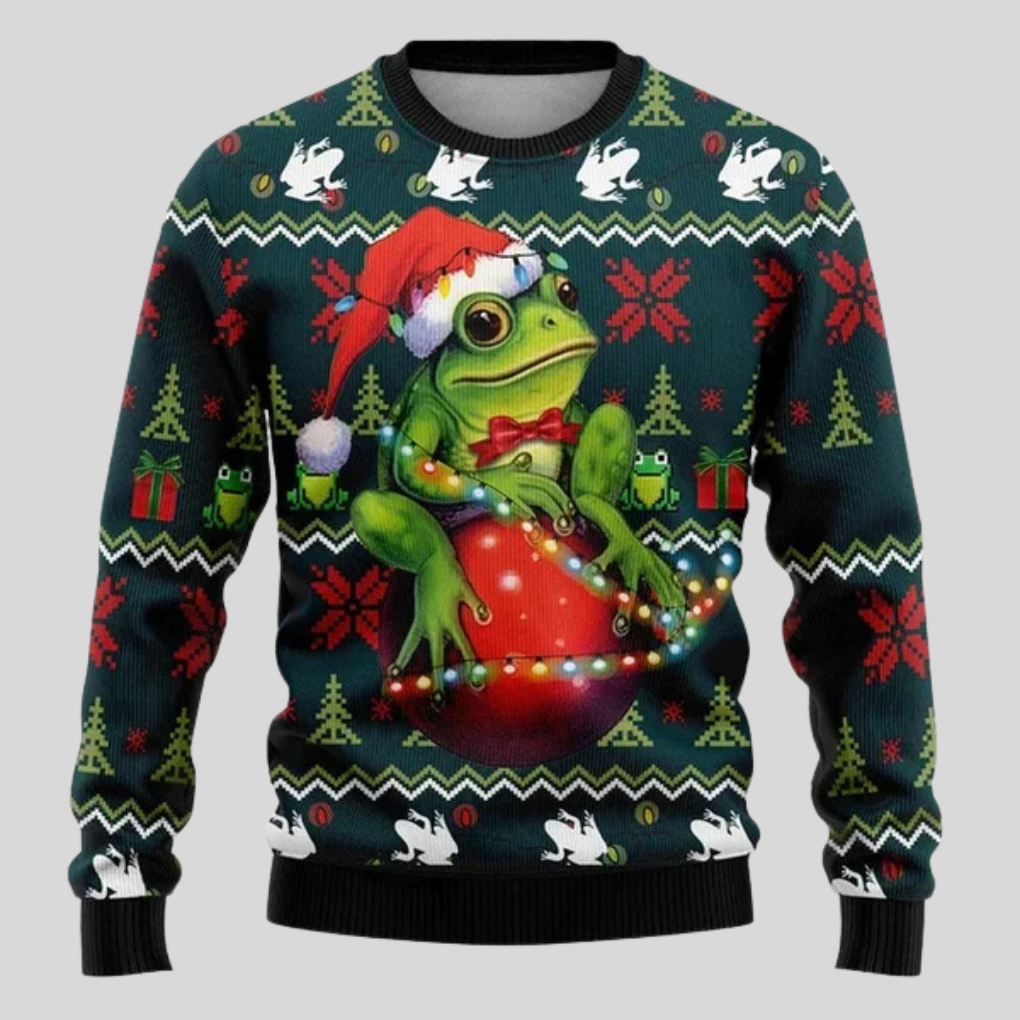Novelty frog ugly christmas sweater