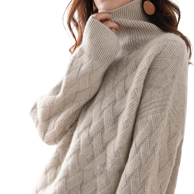 Fiona | Textured Knit Turtleneck Sweater Relaxed Fit