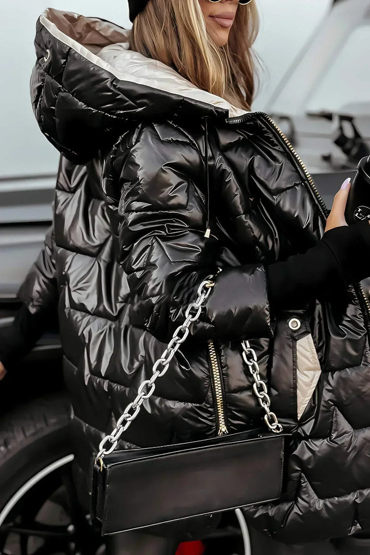 Brynn | Quilted Nylon Hooded Puffer Jacket Zip
