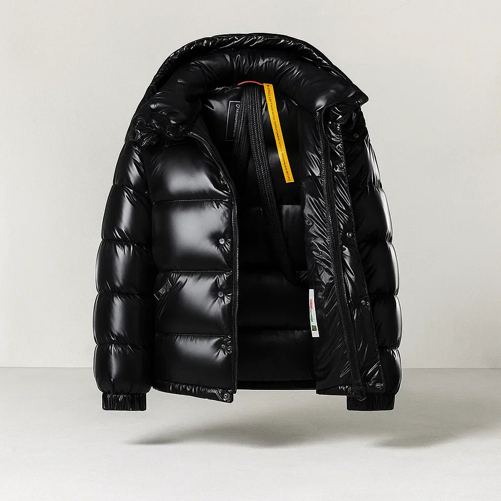River | Quilted Hooded Puffer Jacket Snap Button