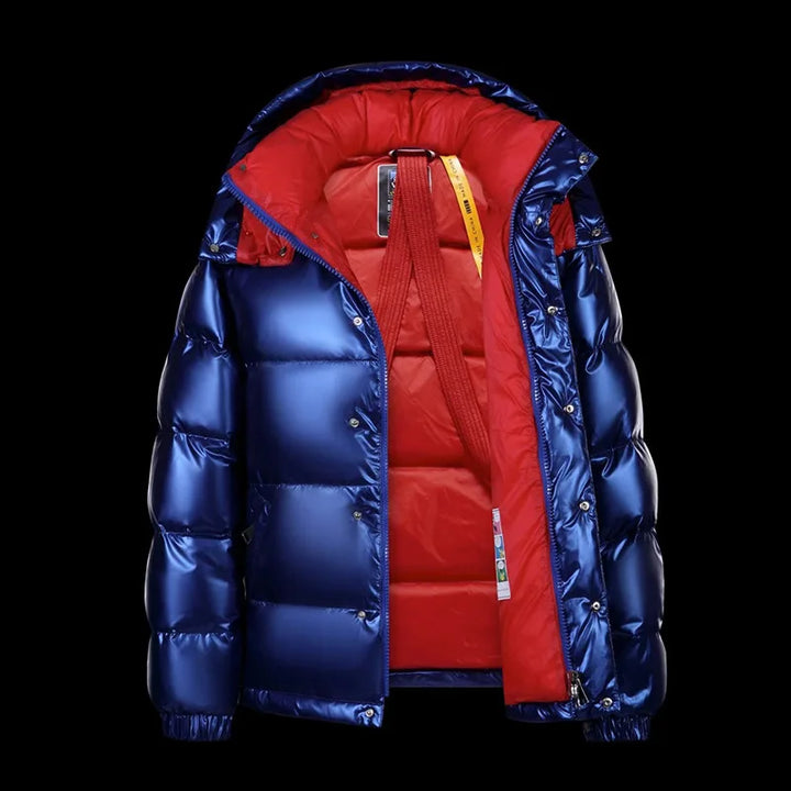 River | Quilted Hooded Puffer Jacket Snap Button