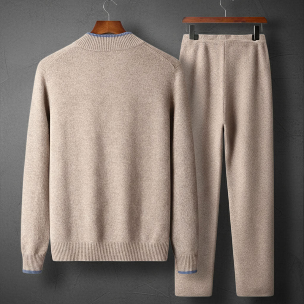 Mens knit zip tracksuit set two-piece, view 4